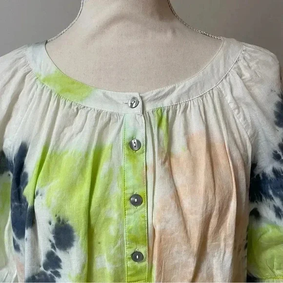 Elizabeth & James Tie Dye Cotton Button Front Blouse M - Picture 3 of 13